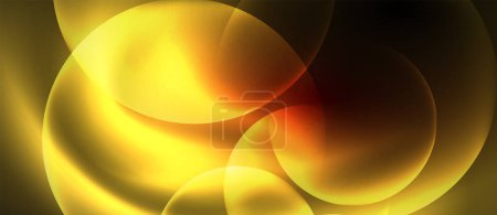 Illustration for A macro image of a water droplet on a petal with shades of amber, surrounded by a black background. The liquid reflects hues of heat, creating a mesmerizing art piece resembling a gas flame - Royalty Free Image