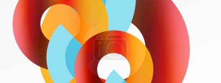 Illustration for Vibrant colors of red, orange, and blue circles create a beautiful pattern resembling petals on a white canvas. The closeup symmetry and paint create an artistic and colorful display - Royalty Free Image