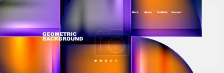 Illustration for A vibrant geometric background featuring purple and orange squares set on a white backdrop. The colorfulness of the design showcases shades of azure, amber, violet, and magenta - Royalty Free Image
