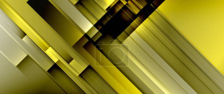 Illustration for A computer generated image of a geometric pattern in tints and shades of yellow and black, resembling wood flooring. The pattern consists of parallel rectangles made of composite material and steel - Royalty Free Image