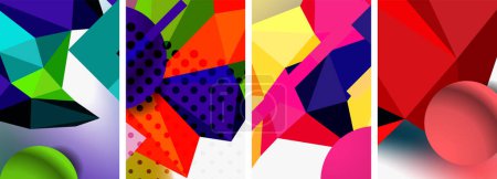 Téléchargez les illustrations : Un collage de formes géométriques colorées sur fond blanc Haute qualité - en licence libre de droit