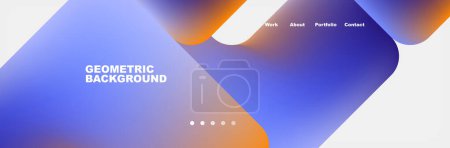 Illustration for A geometric background with a gradient of electric blue and amber, resembling a sky with a lens flare on the horizon. Evokes a futuristic atmosphere with hints of automotive lighting technology - Royalty Free Image