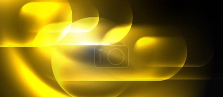 Ilustración de Un primer plano de una iluminación automotriz ámbar con una luz amarilla sobre un fondo negro, emitiendo un cálido resplandor con toques de azul eléctrico. El patrón circular crea un efecto fascinante - Imagen libre de derechos
