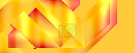 Téléchargez les illustrations : Une composition artistique de triangles abstraits jaunes et rouges sur un fond jaune vif ressemblant à un gros plan d'une plante à fleurs dans les tons pêche et ambre, capturé en macro photographie - en licence libre de droit