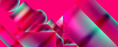 Illustration for An abstract background featuring a vibrant mix of pink, purple, and electric blue triangles and lines, creating a colorful and modern art piece with tints and shades of magenta and violet - Royalty Free Image