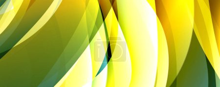 Ilustración de Una fotografía macro de primer plano de pétalos amarillos y verdes sobre una planta con flores sobre un fondo ondulado, mostrando simetría y colores vibrantes - Imagen libre de derechos