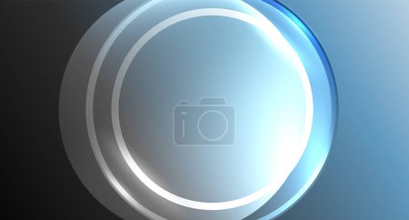 Téléchargez les illustrations : Une macro photographie d'une jante lumineuse de brouillard automobile bleue et blanche ressemblant à un cercle sur un fond bleu métallique, capturant les détails complexes du verre et du liquide à l'intérieur - en licence libre de droit