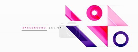 Illustration for A logo with pink, purple, and blue geometric shapes on a white background. Incorporating rectangles, electric blue, and parallel lines in a font featuring magenta and violet hues - Royalty Free Image
