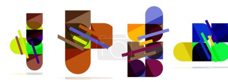 Ilustración de Un conjunto de cuatro letras de colores con un fondo blanco de alta calidad - Imagen libre de derechos