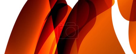 Illustration for Vibrant swirl of red and orange petals on a white canvas, creating a stunning contrast of color. The fluid and electrifying pattern resembles wood grain with tints of amber - Royalty Free Image