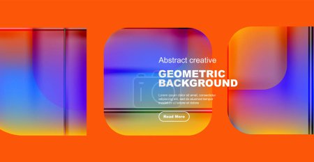 The geometric background features a variety of shapes like rectangles and circles in a rainbow of colors including amber, magenta, and electric blue, symbolizing technology and symmetry