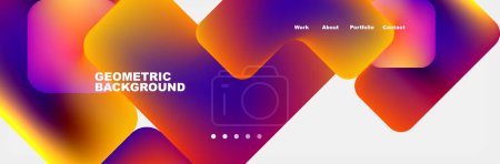Illustration for A geometric background with colorful squares in Amber, Orange, and Electric blue on a white backdrop. The design exudes a modern and techsavvy vibe, reminiscent of a technologydriven era - Royalty Free Image