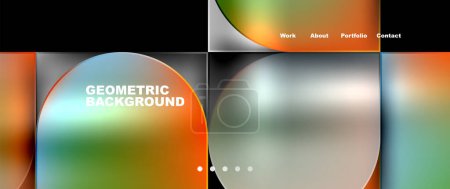 Ilustración de Un llamativo fondo geométrico con círculos y cuadrados en tonos inspirados en la iluminación automotriz de ámbar y naranja sobre un elegante fondo negro - Imagen libre de derechos