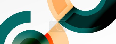 Illustration for Product Green and orange infinity symbol on white background. Font Electric blue. Circle pattern on thighlength tshirt for leisure games. Symmetry in design - Royalty Free Image