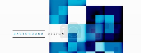 Ilustración de Un vibrante diseño de fondo con cuadrados en tonos de azul, azul y azul eléctrico. El colorido y el arte del patrón crean una estética visualmente atractiva - Imagen libre de derechos