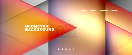 Illustration for The geometric background consists of various triangles in shades of amber, orange, and magenta. The design is modern and eyecatching, perfect for signage or display devices - Royalty Free Image