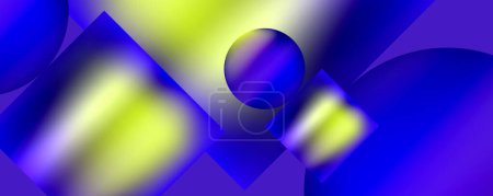 Téléchargez les illustrations : Un fond abstrait vibrant avec des nuances de bleu, violet et magenta avec un cercle bleu électrique au centre. Le motif ressemble à des pétales de gaz dans un design envoûtant - en licence libre de droit