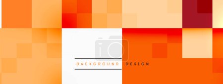 Illustration for Vibrant colors like orange, magenta, and peach pop on a colorful background with squares of varying sizes. The rectangles create a lively pattern with tints and shades of amber - Royalty Free Image