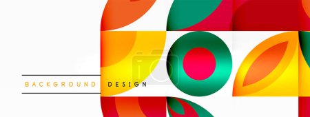 Téléchargez les illustrations : Un design vibrant avec des expressions faciales, rectangles, cercles et motifs dans un fond coloré avec des teintes et des nuances, parfait pour un projet de logo ou d'art graphique - en licence libre de droit