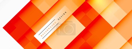 Illustration for Vibrant orange and amber rectangles create a colorful geometric pattern on a yellow background, accented by a white border. Closeup view reveals tints of magenta - Royalty Free Image