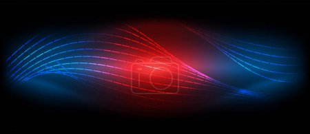 Ilustración de Una onda roja y azul sobre un fondo negro de alta calidad - Imagen libre de derechos