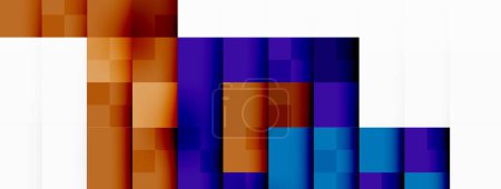Ilustración de Una pila de bloques de colores en tonos de marrón, naranja, púrpura y azul eléctrico creando simetría sobre un fondo blanco. La mezcla de tintes y tonos añade vitalidad a las formas rectangulares - Imagen libre de derechos