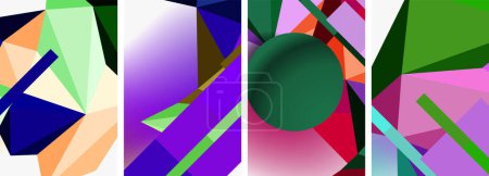 Illustration for Vibrant colors like magenta, violet, and electric blue pop against a white background in a dynamic collage of rectangles, triangles, and geometric patterns - Royalty Free Image