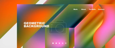 Illustration for Vibrant geometric background with a gradient of electric blue and magenta shades. The design features colorful rectangles and a futuristic techinspired aesthetic - Royalty Free Image