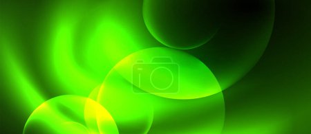 Illustration for A vibrant green background filled with electric blue circles resembling a terrestrial plant pattern. This artistic macro photography showcases colorfulness and symmetry in a visually stunning way - Royalty Free Image