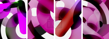 Ilustración de Un vibrante collage con círculos, letras y símbolos rosas y rojas. La obra de arte es una impresionante mezcla de colores como magenta, violeta y rosa pétalo, creando un diseño audaz y llamativo - Imagen libre de derechos