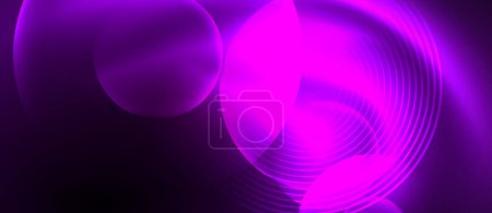 Illustration for A colorful purple light illuminates a dark backdrop, casting a vibrant hue of violet, pink, and magenta. The electric blue circle pattern creates a mesmerizing display - Royalty Free Image