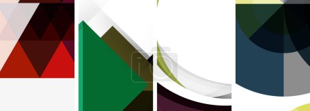 Ilustración de Un collage colorido con cuatro triángulos de colores diferentes sobre un fondo blanco, creando un patrón de arte moderno. Las formas forman un diseño único y llamativo con diferentes tintes y tonos - Imagen libre de derechos