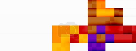 Téléchargez les illustrations : A closeup of a stack of vibrant rectangular blocks in colors like orange, violet, electric blue, and magenta on a white background, creating a colorful and dynamic pattern - en licence libre de droit