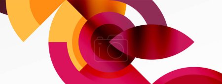 Illustration for A closeup of a vibrant abstract design featuring a colorful pattern of circles and petals in shades of magenta and electric blue on a white background - Royalty Free Image