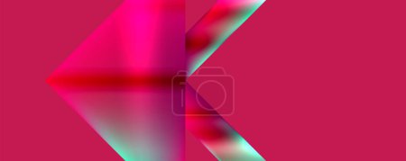 Ilustración de Un fondo rosa vibrante con varios tonos de magenta y violeta, resaltado por una flecha azul eléctrica que apunta a la derecha. Patrón de triángulo simétrico añade estilo artístico - Imagen libre de derechos