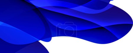 Ilustración de Un primer plano detallado de una ola azul eléctrica sobre un fondo blanco nítido, mostrando tonos de azul, violeta y magenta en un patrón líquido - Imagen libre de derechos