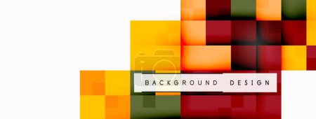 Illustration for Colorfulness is displayed with a background of squares in various shades like orange, amber, and electric blue on a white background. The rectangles create a vibrant pattern with parallel lines - Royalty Free Image
