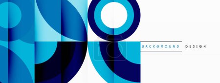 Téléchargez les illustrations : Un logo saisissant avec un aqua vibrant et un motif géométrique bleu électrique avec des cercles et des carrés sur un fond blanc, mettant en valeur la symétrie et les graphismes artistiques - en licence libre de droit