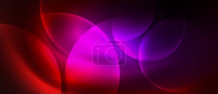 Téléchargez les illustrations : Un cercle violet vif et magenta illuminé sur un fond sombre, créant un contraste envoûtant de teintes et de nuances rappelant le gaz bleu électrique dans l'eau - en licence libre de droit