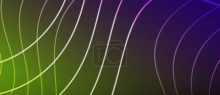 Illustration for A pattern of electric blue circles on a purple and green background with white lines, representing terrestrial plants, water, and natural materials in a scientific way - Royalty Free Image