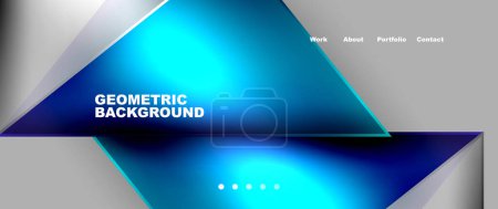 Illustration for A geometric background featuring azure and electric blue triangles on a gray backdrop, resembling a netbook gadget with tints and shades of aqua and white - Royalty Free Image