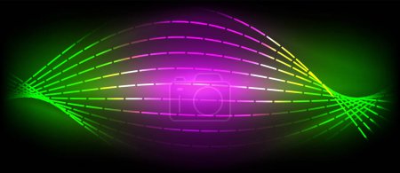Téléchargez les illustrations : Un affichage vibrant de la couleur avec violet, violet, rose et magenta sphères lumineuses sur un fond noir, créant un effet visuel étonnant éclairage dans l'art et le divertissement - en licence libre de droit