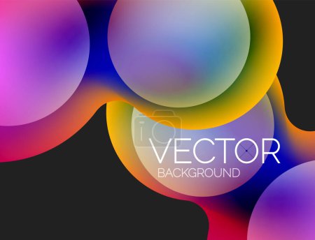 Ilustración de Un fondo vectorial vibrante y colorido con círculos en tonos de azul eléctrico, magenta, violeta y púrpura. El diseño es llamativo y perfecto para agregar un toque de color a cualquier proyecto - Imagen libre de derechos