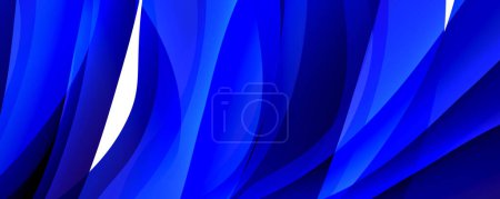 Illustration for A detailed closeup of a blue curtain with an elegant white stripe at the bottom, showcasing shades of azure and electric blue with a hint of violet and magenta in the pattern - Royalty Free Image
