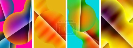 Illustration for A vibrant collage featuring four colorful images with a rainbow of colors, showcasing the beauty of colorfulness, symmetry, and patterns in nature - Royalty Free Image