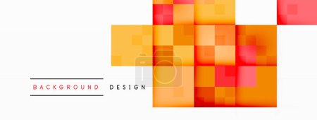 Illustration for A vibrant and colorful background with squares of amber, orange, magenta and brown creating a symmetrical pattern on a white backdrop - Royalty Free Image