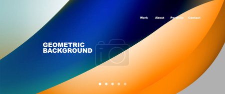 Illustration for A geometric background featuring a stunning blue and orange wave design, resembling a beautiful sunset on the horizon. Perfect for a logo or brand graphics. Vibrant colors on display device - Royalty Free Image