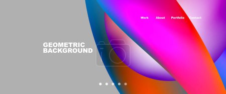 Ilustración de A liquid geometric background featuring colorful lines and circles in shades of purple, violet, magenta, and electric blue on a gray backdrop. The design reflects a modern technological aesthetic - Imagen libre de derechos