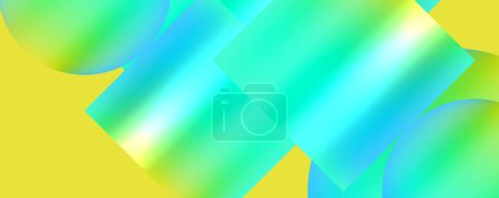 Ilustración de Colores vibrantes como aqua, azul y azul eléctrico se mezclan sobre un fondo abstracto verde y amarillo, creando un patrón colorido y artístico perfecto para macrofotografía - Imagen libre de derechos