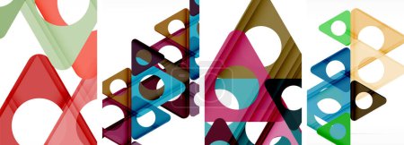 Ilustración de Una vibrante muestra de artes creativas con una variedad de triángulos de colores sobre un fondo blanco, mostrando diferentes tintes y tonos en un patrón simétrico que recuerda a una pintura - Imagen libre de derechos